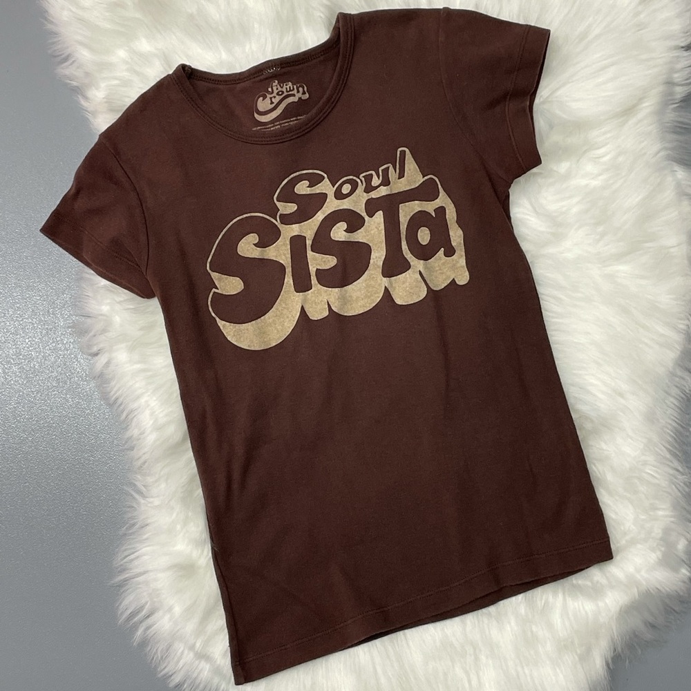 Brown “Soul Sista” Tee with Tan Lettering by Five Crown